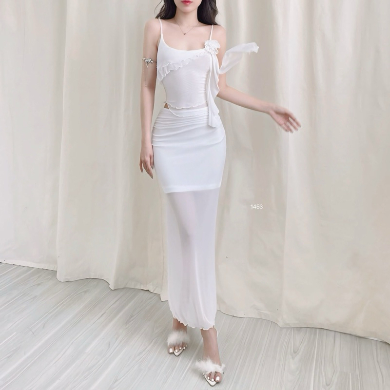 𝐍𝐄𝐖 𝐀𝐑𝐑𝐈𝐕𝐀𝐋 ✨HÀNG CÓ SẴN - (ORANGE STUDIOS )  Toshie Set - Áo Đính Hoa Phối Chân Váy Ôm