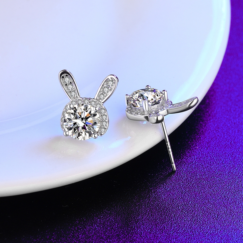 Bông tai kim cương nhân tạo Moissanite 5-8 ly kiểm định GRA Kann Jewelry FY-216