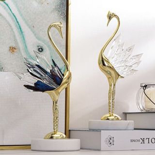 Tương thiên nga cao cấp bằng đồng mạ vàng đính đá pha lê cao 27cm hàng có sẵn