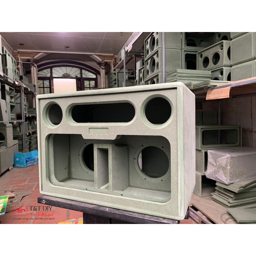 Vỏ thùng loa thô 2.1 dáng thái sub kép kích thước 47x31x28, sub homepod, treble HK( tặng kèm 2 tấm m