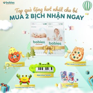 Combo 2 bịch bỉm dán, bỉm quần Babies Organic Việt Nam đủ size NB,S,M,L,XL,2XL,3XL