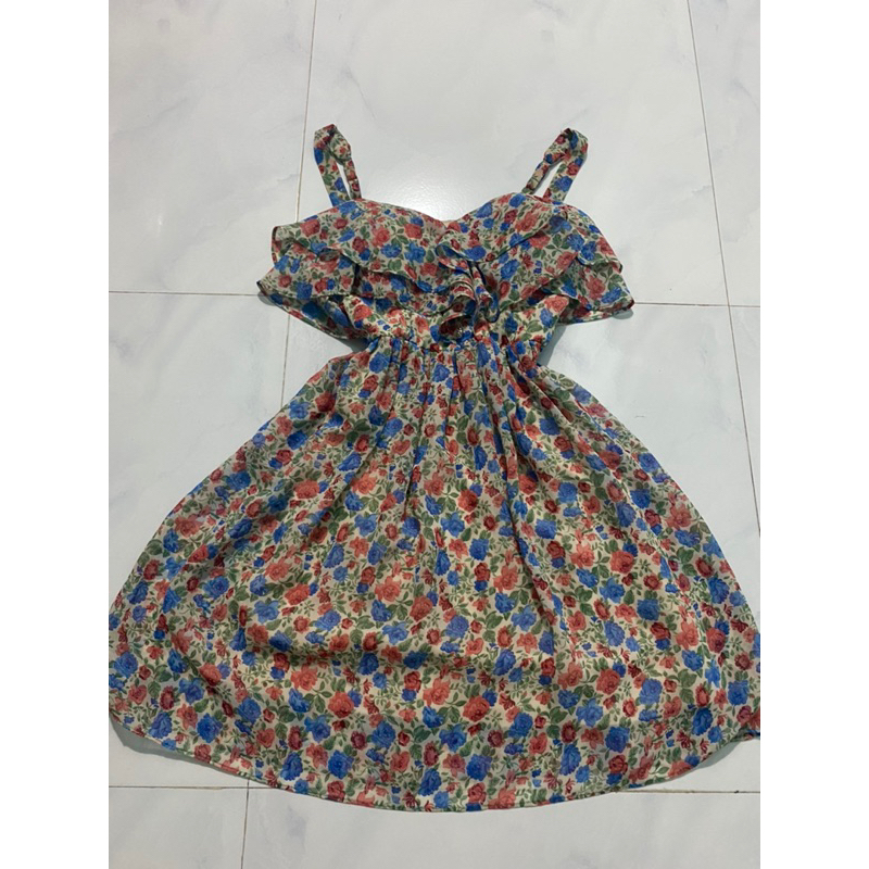 Đầm maxi dây hoa dây kéo sườn