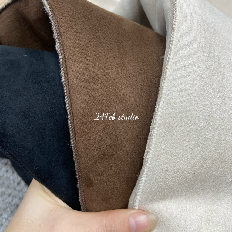 Áo khoác da lộn dáng lỡ trần lông cừu phong cách vintage Hàn Quốc 24Feb.Studio KAH22 | BigBuy360 - bigbuy360.vn