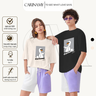 Áo thun couple duckie carinamy form rộng tay lỡ cotton 100%