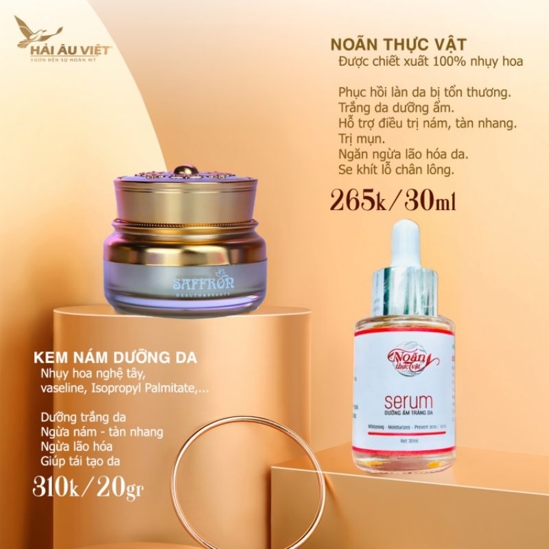 Combo kem nám Saffron + Noãn Thực Vật "Trắng da - mờ nám"