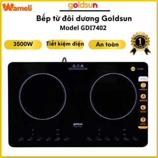 Bếp từ đôi dương Goldsun GDI7402 mặt kính chịu lực, màn hình led, cảm biến thông minh có khóa an toàn BH12T