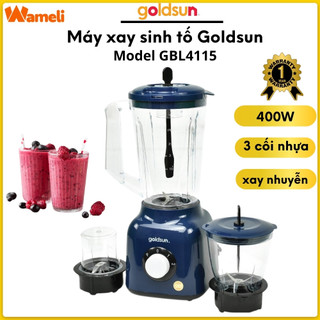 Máy xay sinh tố Goldsun GBL4115 công suất 400W, 3 cối nhựa, lưỡi dao inox 4 cánh