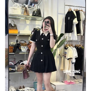 Váy Cổ Đức Khuya Đá Xêp Ly - LIING