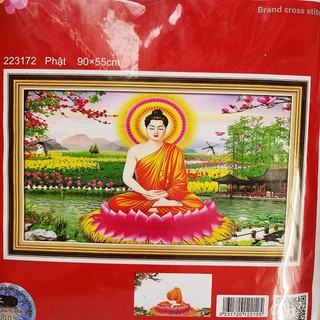 Tranh thêu chữ thập Phật- Tranh thêu chữ thập Phật Thích Ca 90x55cm hàng chính hãng die lian hua- tranh chưa thêu 223172