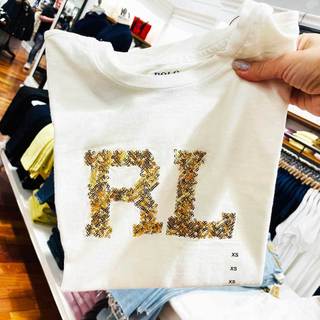 Áo thun nữ Polo Ralph Lauren Sequin Logo - White, Size M