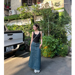 Olv - chân váy chữ a dài kota denim skirt