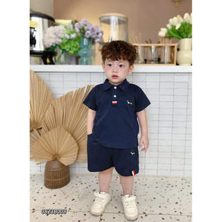 Bộ cổ bẻ bé trai thom 2m than ghi