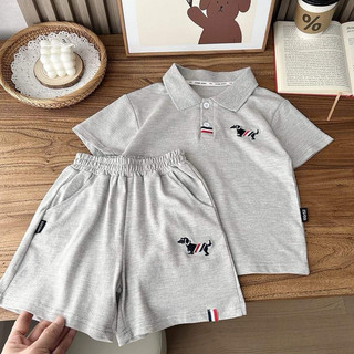 Bộ cổ bẻ bé trai thom 2m than ghi