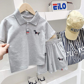 Bộ cổ bẻ bé trai thom 2m than ghi