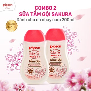 Combo 2 Chai Tắm Gội Sakura Pigeon 200ML ( 2 IN 1)