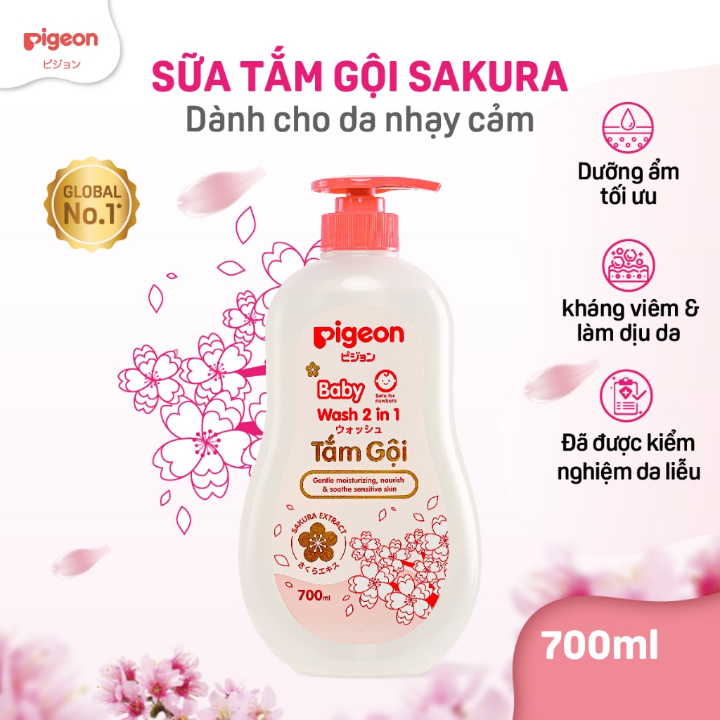 Tắm Gội Dịu Nhẹ 2in1 Sakura Pigeon 700ml