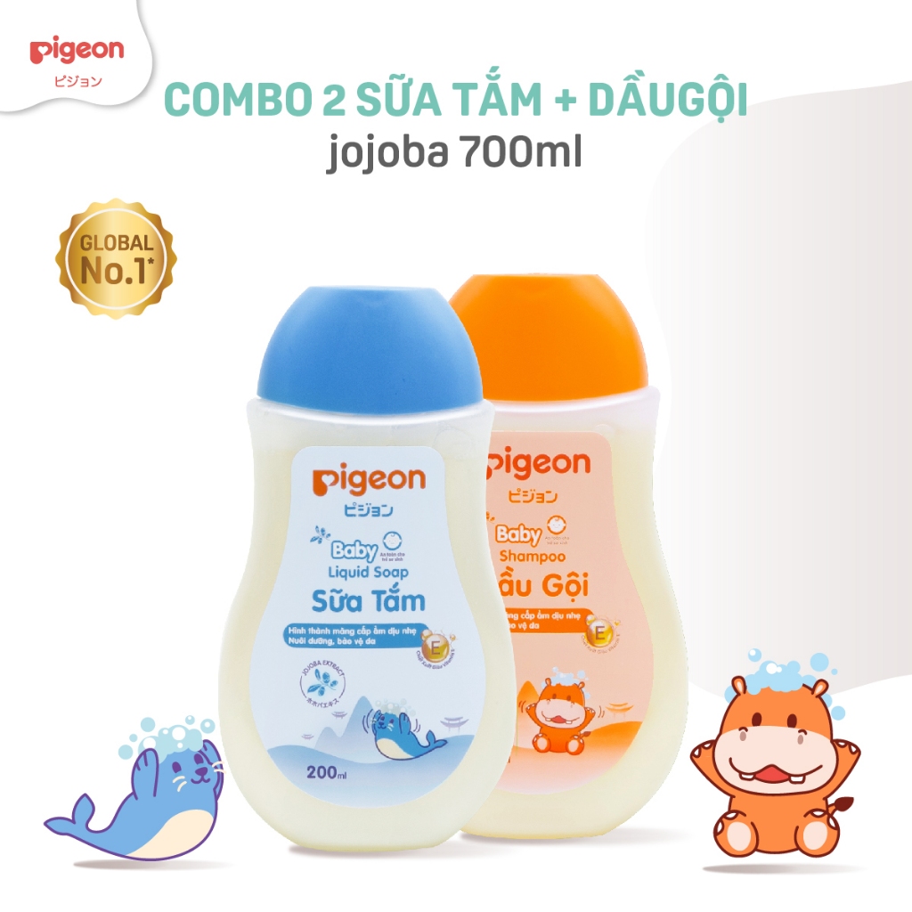 Combo Sữa Tắm & Dầu Gội Hương Jojoba Cho Bé Pigeon 200ml