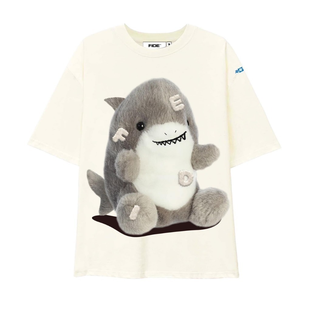 Áo Thun Fide Ịn Hình Cá Mập Form Rộng Tay Lỡ Vải Cotton 4 Chiều Co Dãn Mặc Mát Phù Hợp Nam Nữ