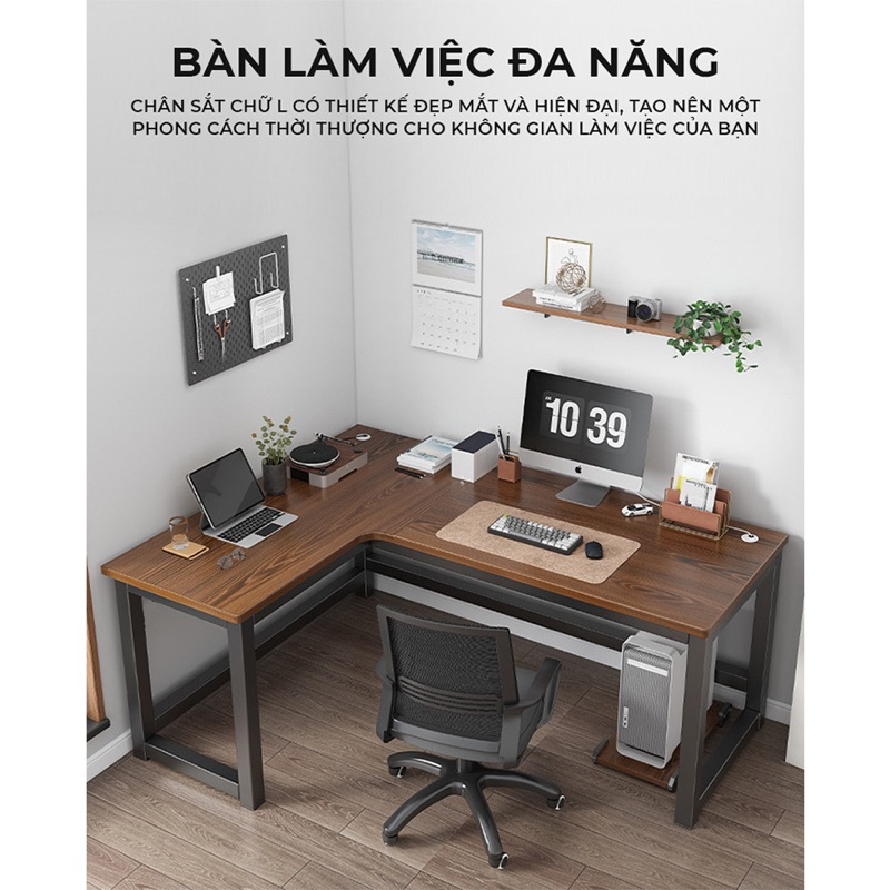 Bàn làm việc thương hiệu IGA với thiết kế bàn chữ L tiết kiệm diện tích decor góc phòng GM126 | BigBuy360 - bigbuy360.vn
