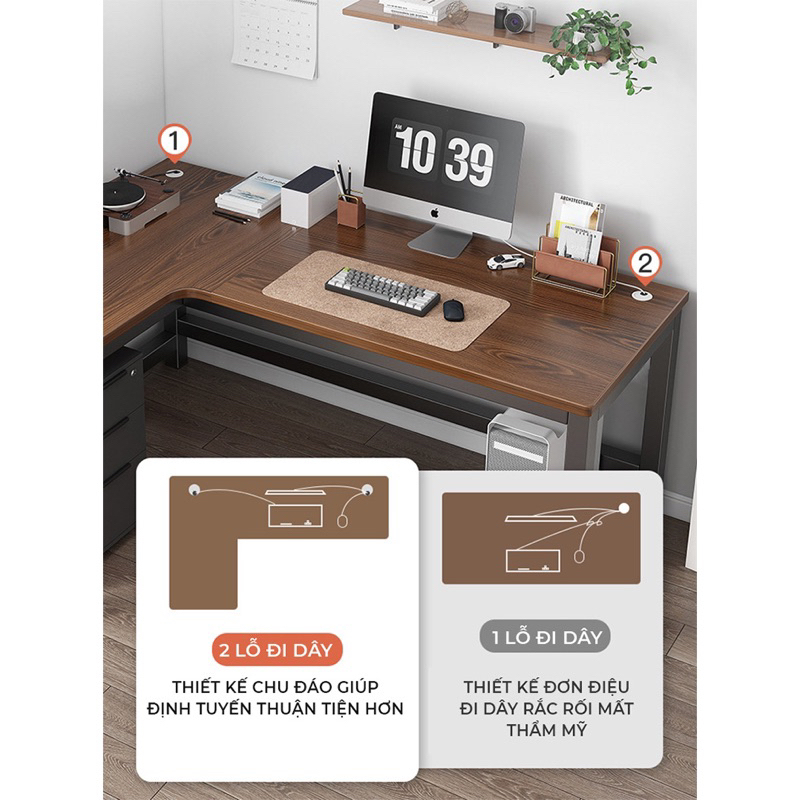 Bàn làm việc thương hiệu IGA với thiết kế bàn chữ L tiết kiệm diện tích decor góc phòng GM126 | BigBuy360 - bigbuy360.vn