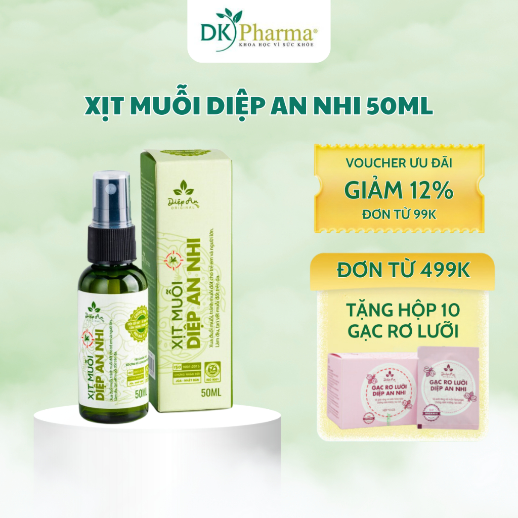 Xịt muỗi cho bé Diệp An Nhi chai nhỏ 50ml làm dịu, tan vết muỗi đốt trên da - DK Pharma