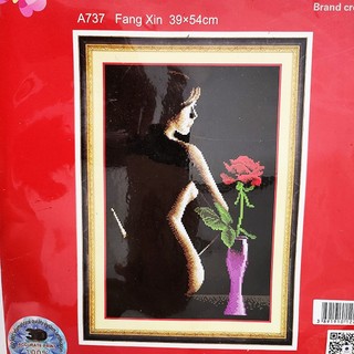 Tranh thêu chữ thập Cô Gái 39x54cm hàng chính hãng Die Lian Hua- tranh chưa thêu a737