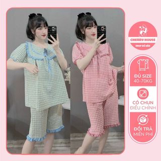 Bộ Bầu Lửng Mặc Nhà Chất Đũi Thái Cổ Bản To Phối Bèo Hoạ Tiết Kẻ Caro Thời Trang