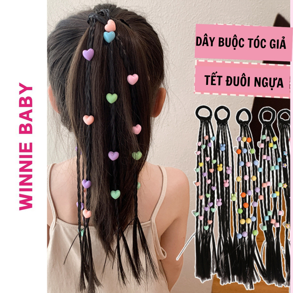 Dây Buộc Tóc Phối Bím Tóc Giả, Tóc Giả Highlight Cá Tính Nhiều Màu Sắc Xinh Xắn Cho Bé Gái