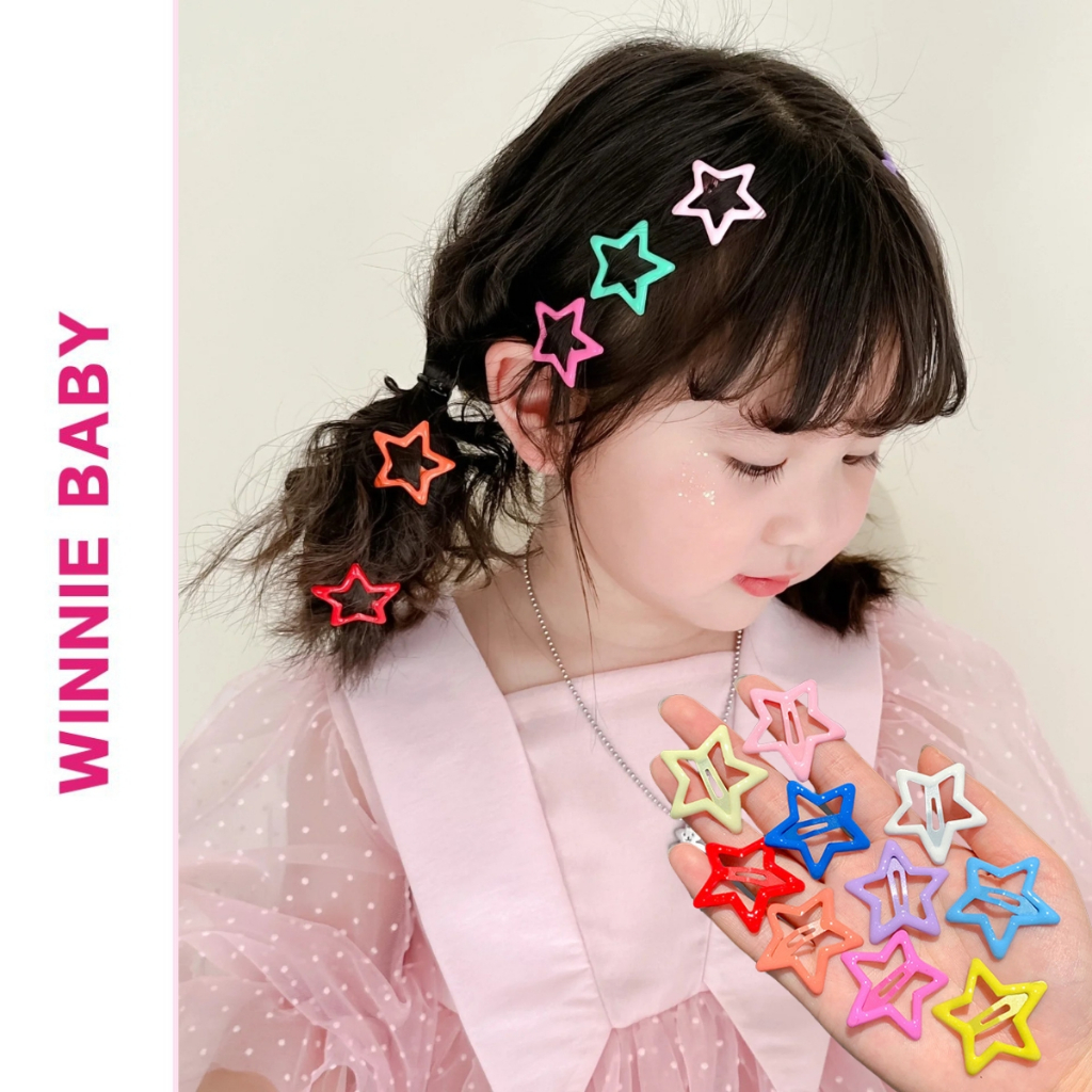 [Kẹp Tóc Mini] Kẹp Tóc Nữ Ngôi Sao Năm Cánh, Dễ Thương, Mát Mẻ, Bằng Kim Loại, Nhiều Màu Sắc, Dễ Phố