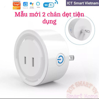 (Model 2024,đủ chức năng) Ổ cắm Wifi 10A 2/3 chân Tuya, work with Google & Alexa