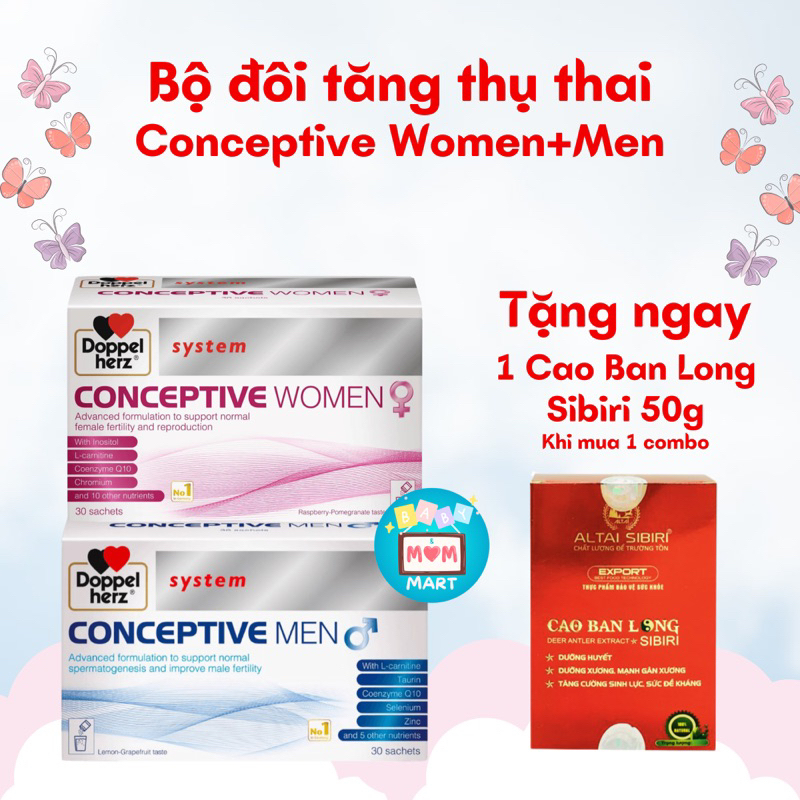 Conceptive Men, Conceptive Women, Bộ đôi bổ tinh trùng, Bổ trứng, cải thiện đa nang buồng trứng, tăng cường sinh lý nam