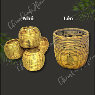 Cóng tre, Giỏ đựng thức ăn chim cu gáy, gà đá chất liệu tre đan - hủ lúa tre, rọ lúa tre
