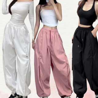 Quần Kaki Jogger Nữ Ống Suông Cạp Chun Có Dây Rút Hoặc Bo Gấu Hiphop Năng Động Cá Tính MDQ014