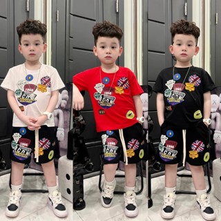 Bộ quần áo cho bé trai hình DSQ logo cờ anh,set áo phông quần đùi trẻ em,tpkids,[M661]