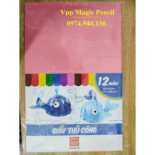 Giấy thủ công 12 màu hồng hà a4
