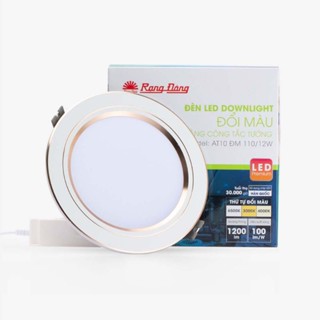 Đèn LED âm trần downlight đổi màu AT10 Rạng Đông, viền vàng/viền bạc, đế nhôm đúc cao cấp, bảo hành chính hãng 24 tháng.