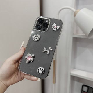 Ốp lưng trong nhũ viền camera BỘ CHARM KIM LOẠI cạnh vuông chống bẩn cho 7 đến 15promax