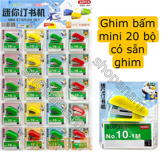 Bìa 20 bộ ghim bấm mini , có sẵn hộp ghim