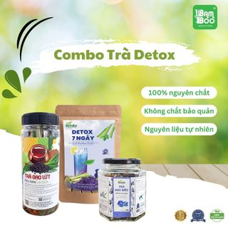 Combo 3 trà Detox chanh sả hoa đậu biếc +  trà hoa đậu biếc sấy lạnh + trà gạo lức đậu đen lá dứa Bamboo