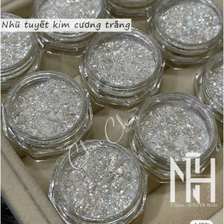 Nhũ khổng tước trắng, Nhũ bay mix nhũ flash kim cương, nhũ khổng tước trang trí móng , nhũ flash cao cấp