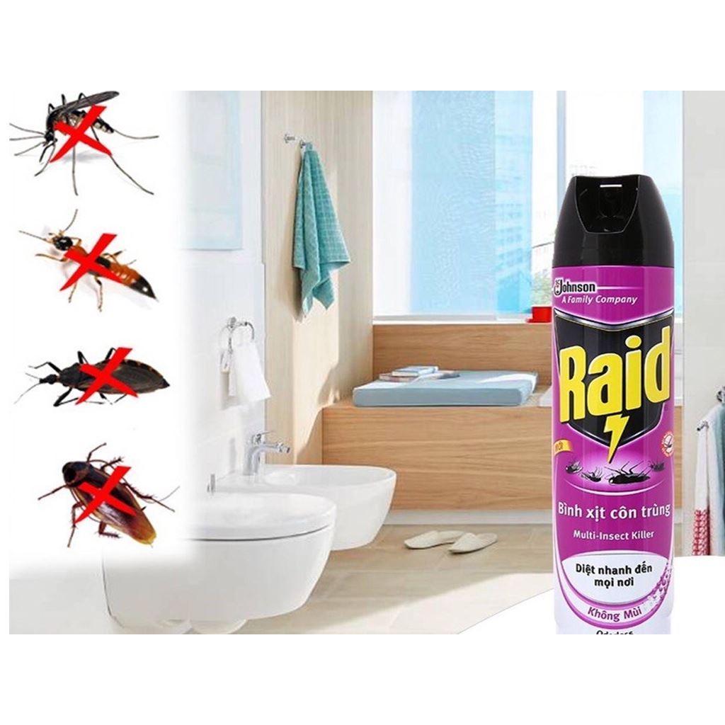 Xịt côn trùng Raid không mùi 600ml