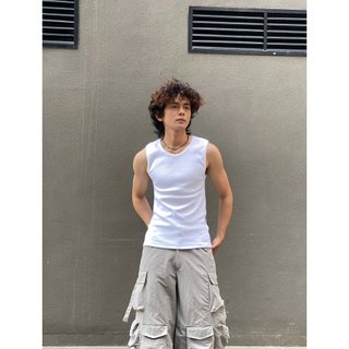 Áo tanktop áo thun ba lỗ nam trơn bodyfit form ôm, áo tanktop local brand Ủn Ủn Meo Meo - Chất liệu thun gân co dãn