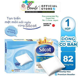 Bông tẩy trang silcot 82 miếng xanh dương - bông trang điểm silcot unicharm nhật bản