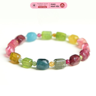 Vòng tay tourmaline hàng 5a viên trụ size từ 7 đến 9ly lắc tay đá phong thủy - ngọc trai trường thịnh