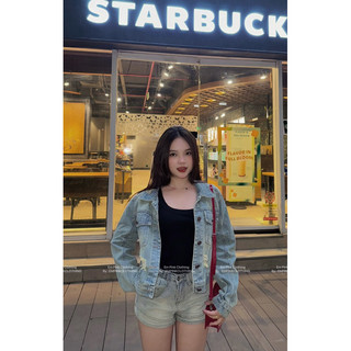 EMPINKCLOTHING - ÁO KHOÁC DENIM BASIC WASH RÁCH