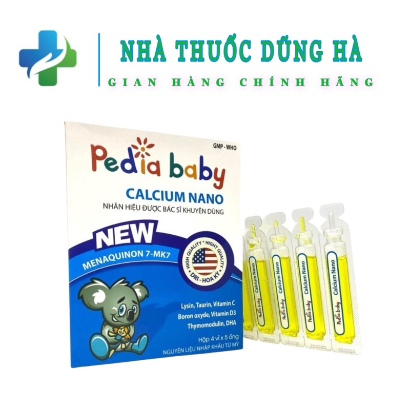 Pediababy Calcium nano New - Bổ Sung Canxi Cho Bé- Công Thức Vượt Trội- Hộp 20 ống