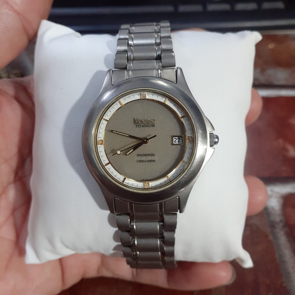 Đồng hồ nam Solar Klaeuse Titanium Diamonds có lịch second hand