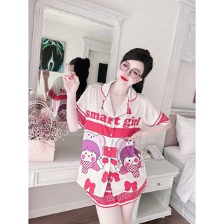 Bộ đùi pijama mặc nhà lụa Latin cao cấp