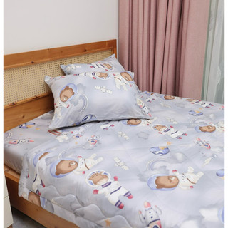 (trọn bộ hoặc đặt lẻ) GA GỐI COTTON LỤA HÀN QUỐC/ Gấu phi hành gia