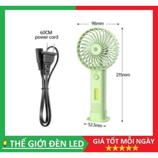 Quạt sạc cầm tay mini có đèn LED 7634 siêu sáng siêu mát